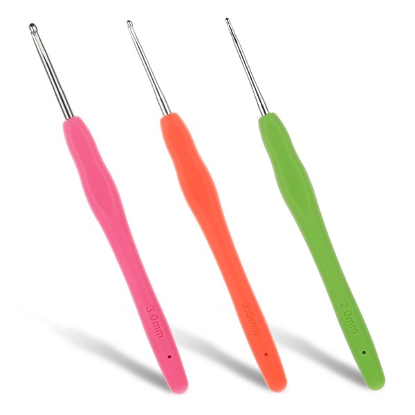 JJUNW Set of 3 Crochet Hooks 2.0 mm 2.5 mm