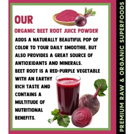 Cherie Sweet Heart Organic Beet Root Juice Powder, Natural Nitrates for Energy, Flavor for Beverage