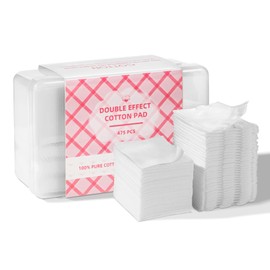 ICOTLE Square Cotton Pads 475 Pcs Makeup Remover Pads Cotton Squares for Face 75 Thick and 400 Ultra-Thin for Daily Skin Care, Pair with Makeup Remover