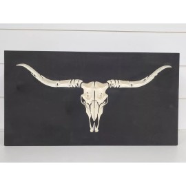 Knotty Oar Wood Shop Longhorn Skull Hidden Gun Storage Safe Concealment Pistol Cabinet Dark Rustic - Magnetic, Add Light