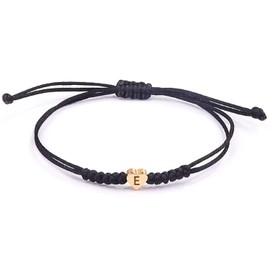 Schwarzes Initialarmband Initial A-Z Charm Buchstabenarmbänder für Frauen Männer Seil geflochtene Initialarmbänder Herz Brief gewebtes Armband Graduation Mothers Day Geschenke (E)