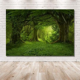MEHOFOND 7x5ft Spring Enchanted Forest Green Backdrop Wonderland Ancient Tree Nature Scenery Background Baby Shower Birthday Party Decor Studio Portrait Photography Prop