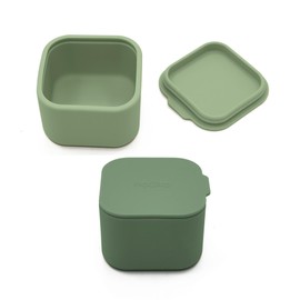 nouka Snack Container 2-Pack | Snack | Food Grade Silicone with Sealed compartment | Leaf/Fern