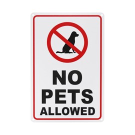 M METERXITY 1-Pack No Pets Allowed Sign, 12 x 8 Inch Rust Free No Dog Sign for Business Waterproof Aluminum Reflective Sign for Courtyard/Pool [Black on White]