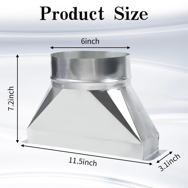 6''Diameter Galvanized Transition, 3-1/4" x 10" x 6'' Rectangular to
