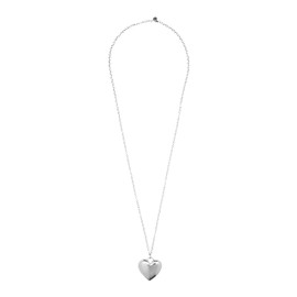 HONEY GOODS Long Heart Necklace Silver – Stylish Silver Necklace Chain with Heart Pendant, Chunky Charm Necklace for Women, Elegant Silver Jewelry Gift