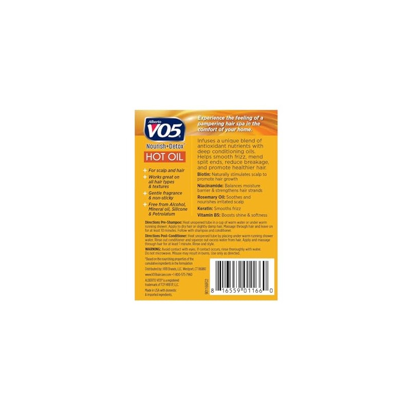 Alberto Vo5 Hot Oil Intense Conditioning Treatment, 0.5 Ounce, 2-count
