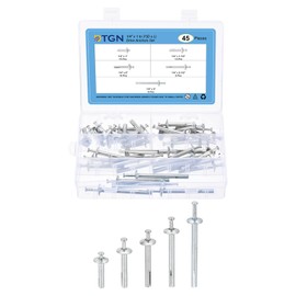 DTGN 1/4" x 1 to 3"(D x L) Drive Anchors Set - 45Pack - Good for Metal Steel Aluminum Concrete - Hammer Drive Nail - Silver