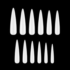 KADS 3XL Extra Long Nail Tips Fake Nails Tips Clear Nature for Acrylic Nails, Full Half Cover Flat Tapered Square Nail Tips (10)
