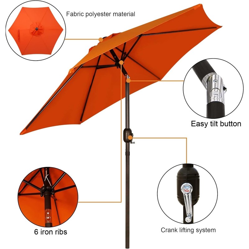 Blissun 7.5 ft Patio Umbrella, Yard Umbrella, Outdoor Market Umbrella