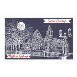 Ulster Weavers 100% Cotton Tea Towel - Belfast City Hall at Christmas - Made in Northern Ireland, Midnight Blue, 48 x 74 cms