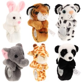 LOGOFUN 6Pcs Plush Animal Slap Bracelets Jungle Theme Slap Bands Birthday Party Favors for Kids