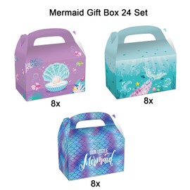 24 Pack Mermaid Party Favor Gift Boxes, Mermaid Candy Boxes Goodie Boxes Gift Box Paper Box for Themed Party Under the Sea Party Supplies
