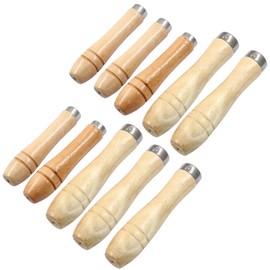 PHITUODA 10pcs Wooden File Handle with Strong Metal Collars, Round Small Ergonomic Wooden Handle for 4"-7" File Cutting Tool Craft (5pcs 4mm + 5pcs 5mm)