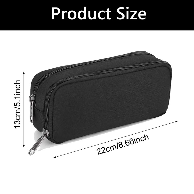 Gunwon 1 Pcs Black Stationery Pencil Case Bag,Large Pencil Cases