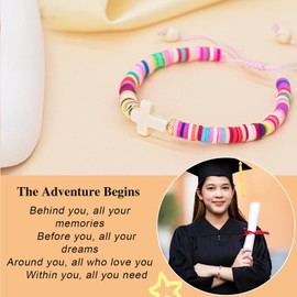 TOLOWOBK Graduation Gifts 2025 for Girls Women Adjustable Graduation Bracelet as 5th 8th Grade High School/Middle School/College Graduation Gifts for Her Cross Bracelet Christian Graduation Gifts