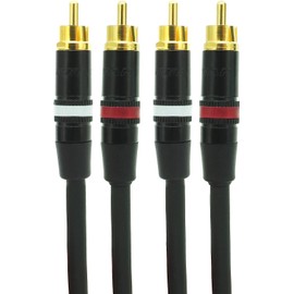 Audio Fan RCA Cable, 0.1 ft (0.4 m), RCA-RCA Cable Diameter Φ 0.2 inches (5.6 mm), Red and White 1 each