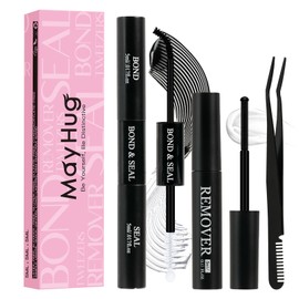 Mayhug Lash Bond and Seal with Lash Glue Remover and Tweezers for Lash Extension Clusters Fast Removal, Waterproof Eyeash Glue Lash Extension Remover Lash Applicator Tools for Beginners