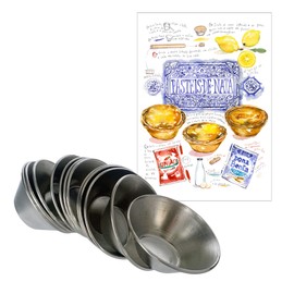 The Curated Pantry Pastel de Nata Tins (Egg Tart Tins) - Made in Portugal out of Galvanized Steel - Includes Pastéis de Nata Print Postcard and Downloadable Recipe - Set of 12 (Standard 3 cm height)