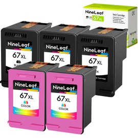 NineLeaf Remanufactured High Yield Ink Cartridges Replacement for HP 67XL 67 XL Compatible with Envy 6055 6075 Envy Pro 6458 6475 DeskJet 1255 2725 DeskJet Plus 4140 4152(3 Black,2 Tri-Color)