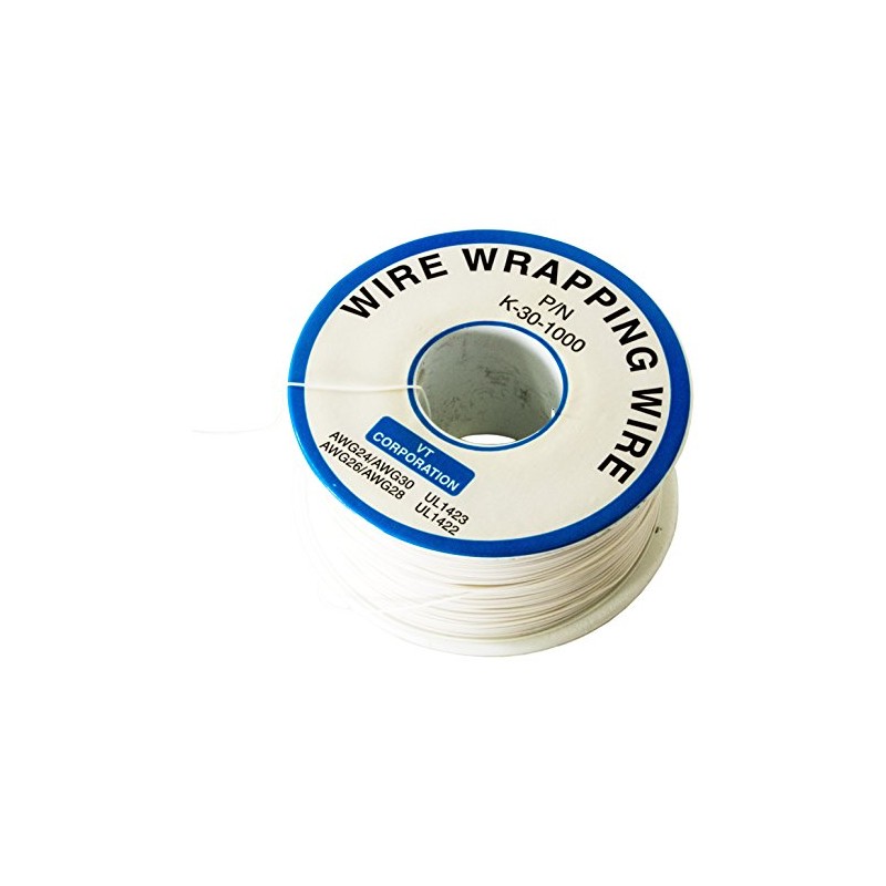 1000 Feet White 30 Gauge Solid Kynar Wire Wrap, PVDF