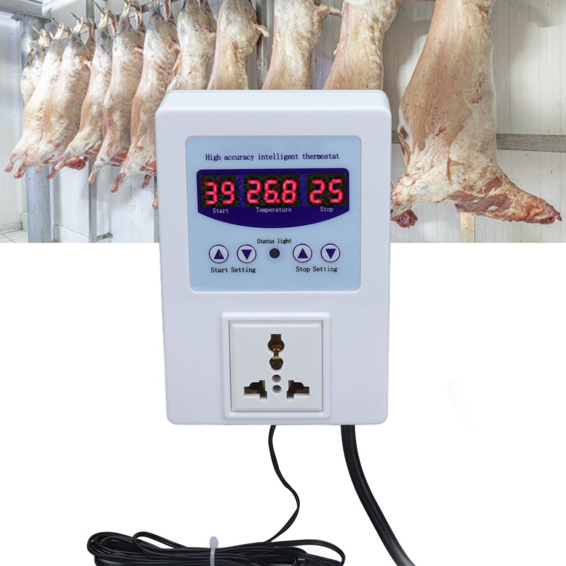 Temperature Controller Digital Display Thermostat Temp Regulator with Sensor AC110‑240VAU