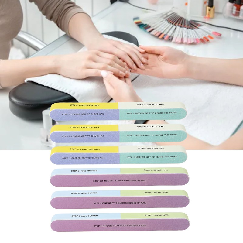 10pcs Nail File Reusable Washable Multi Functional 7 Steps DIY
