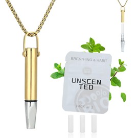 Quit Smoking Necklace and Quit Vaping Tool - Breathing Necklace with Filter Cotton for Mindful Breathing Training, Stainless Steel Focus Aid Includes Replaceable Unscented Cotton Filters