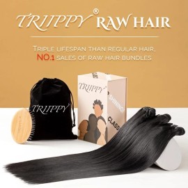 TRIIPPY Raw Human Hair Single Bundle Triple Lifespan 16 Inch 100% Raw Cambodian