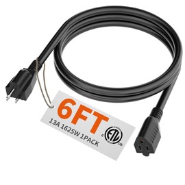 HUANCHAIN 6 FT 16 Gauge Black Indoor Outdoor Extension Cord Waterproof, Flexible Cold Weather 3 Prong Electric Cord Outside, 13A 1625W 125V 16AWG SJTW, ETL Listed