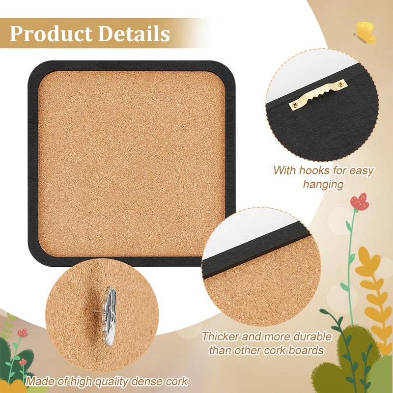 BENECREAT Pin Board Square Cork Board, 2cm Thick Bulletin Display