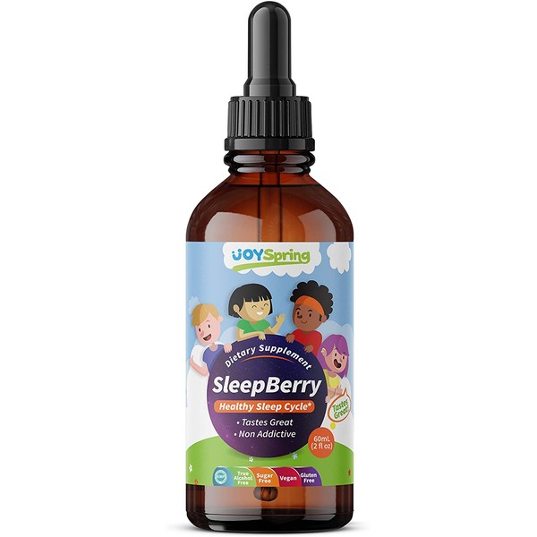 SleepBerry Liquid Melatonin for Kids - Natural Sleep Aid with Elderberry and Vitamin D - Boost Immune System While They Sleep (2 oz)