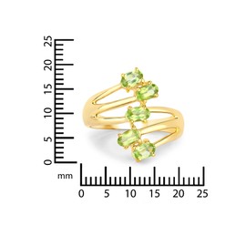 Rafaela Donata Women's Ring 925 Sterling Silver Yellow Gold-Plated 14 Carat with Peridot Green Gemstone Ring Gemstone Size 5 x 3 mm, Peridot