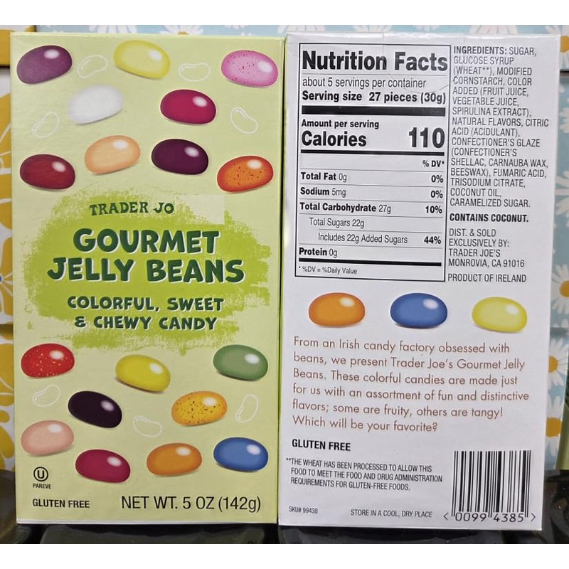 Trader Joe Gourmet Jelly Beans 18 Natural Flavors 5oz 142g