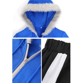 C-ZOFEK Men's US Size Anime Cosplay Blue Hoodie Jacket and Black Shorts (X-Small)