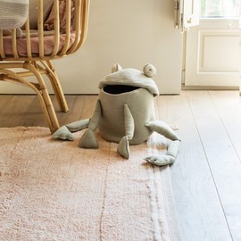 Lorena Canals | Decorative Storage Basket Fred the Frog. For Nurseries and Playrooms. Handmade in Natural Fibers, Non-toxic Dyes, Ø 9" x 1' 2"