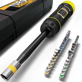 Aiourx Superior Precision Long Shank Torque Screwdriver Set, 2-22 Inch Pounds lbs, 2 in-lb Increment, 32 Pcs 1/4" Drive Torque Screwdriver Wrench with S2 Steel Bits for Bicycle repair, and Mounting