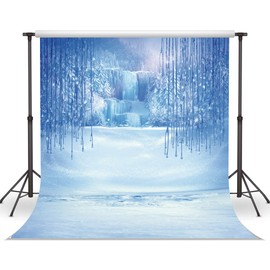 LYWYGG 10X10FT Ice and Snow White World Photography Backdrops Background Christmas Winter Snow Ice Crystal Pendant World for Children Photo Studio Props Backdrop CP-12-1010