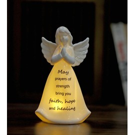 ADAVAS.Y&G Ceramic Praying Angel Figurine Best Gift for Loved Ones Healing Angel Night Light 7" H