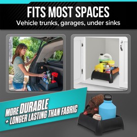 Moblorg Heavy Duty Storage Organizer for Vehicle Trunk, Garage, Under Sink Organizer, Recycled Plastic, Made in USA (Black)