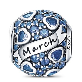 HappyStar 925 Sterling Silver Birthstone Charms, Fits Charms Bracelets for Women, with 5A Cubic Zirconia Dangle Pendant Bead, Happy Birthday Charms for Bracelet and Necklace, Valentine's Day, Sterling