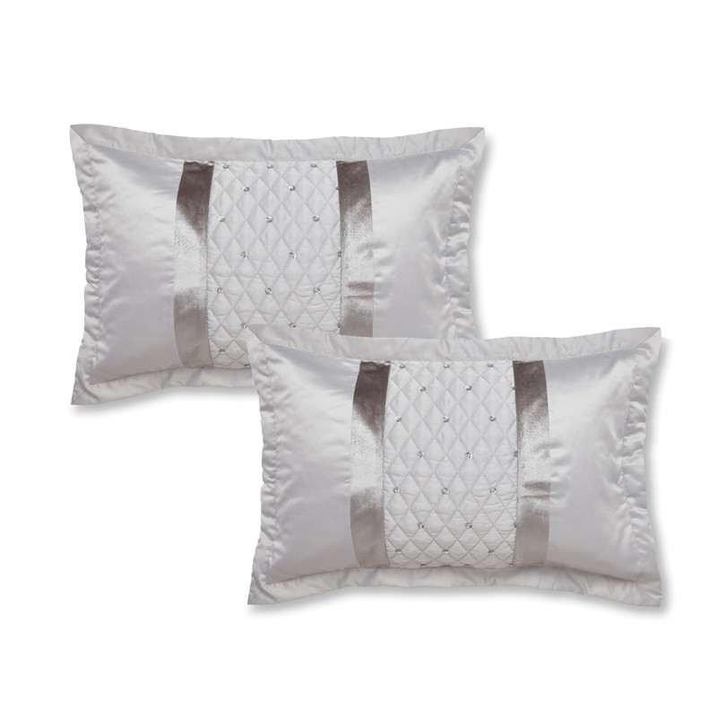 Catherine Lansfield Sequin Cluster Quilted Pillow sham Pillowcase Pair Silver