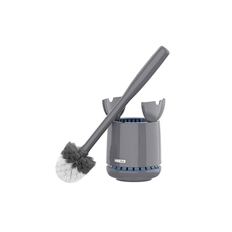 MR.SIGA Cepillo para Inodoro con Soporte, Mango Largo Resistente, Gris,