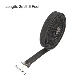 sourcing map Heat Shield Sleeve, 0.3" ID 6.6 Feet Heat Sleeve Automotive Wire Heat Shield Fuel Line Heat Shield Sleeve Heat Sleeve Heat Wrap 500 Degree for Wires, Black