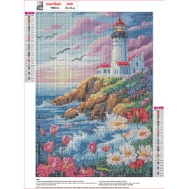 MXJSUA DIY 5D Diamond Painting Kits for Adults, Lighthouse Garden Diamond Art Painting Full Drill Crystal Rhinestone Embroidery Craft Kits for Home Wall Decor Gifts, 30x40cm
