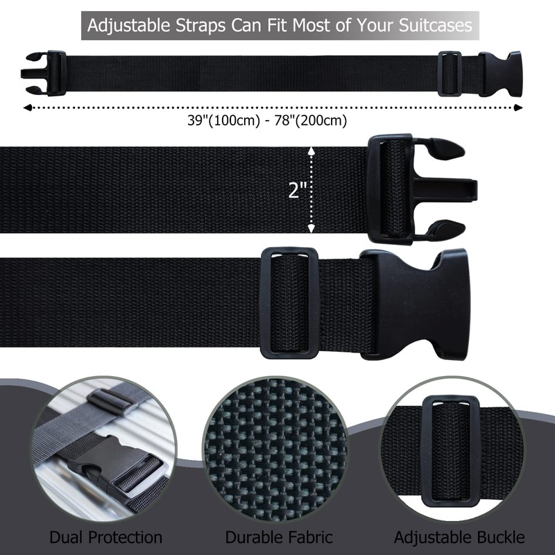 2 PCS Luggage Strap 78" x 2" Suitcase Belts Wide