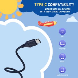 Cowyawn USB Type C Kids Headphones for School, Wired Toddler Headphones, 94dB Volume Limited, HD Stereo Sound, Foldable Lightweight On-Ear Wired Headphones for Kids/Children/Teens/Boys (Red Black)