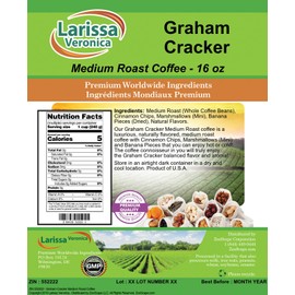 Graham Cracker Medium Roast Coffee (Gourmet, Naturally Flavored, Whole Coffee Beans) (16 oz, ZIN: 552222) - 2 Pack
