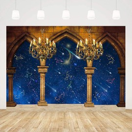 EMTOBT 9x6ft Castle Background Drop Royal Medieval Dreamy Constellation Starry Sky Star Backdrop for Kids Birthday Party Wedding Wall Decorations Photos Photography BJWHEM247 Colorful