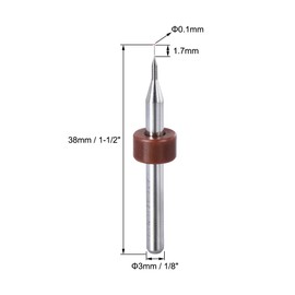sourcing map PCB 0.1 mm Carbide CNC Engraving PCB Micro Drill 1/8 Inch Shank Pack of 10
